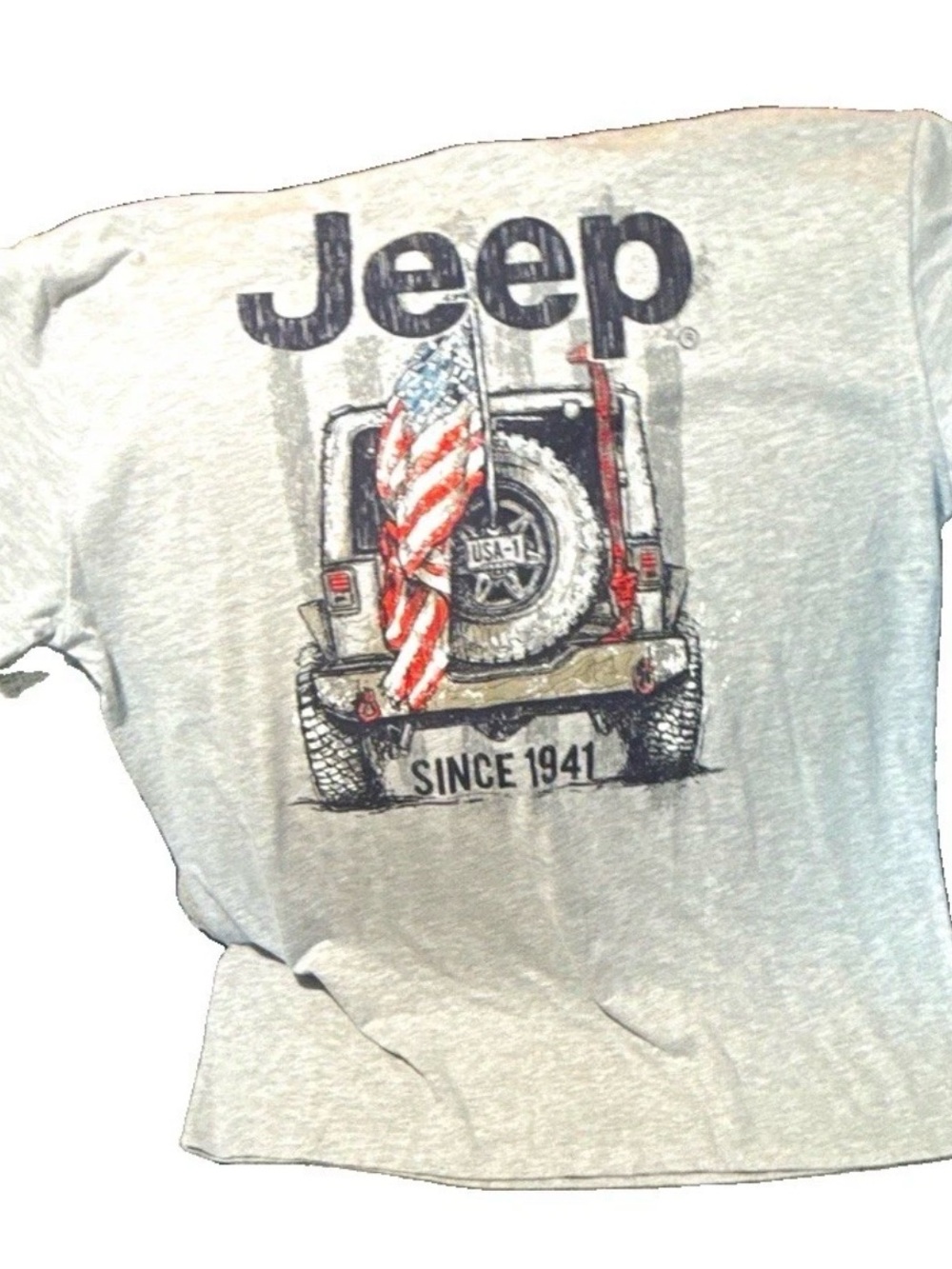 Jeep USA-1 Graphic T-Shirt Mens 2XL Gray Heather American Flag Since 1941 NWT